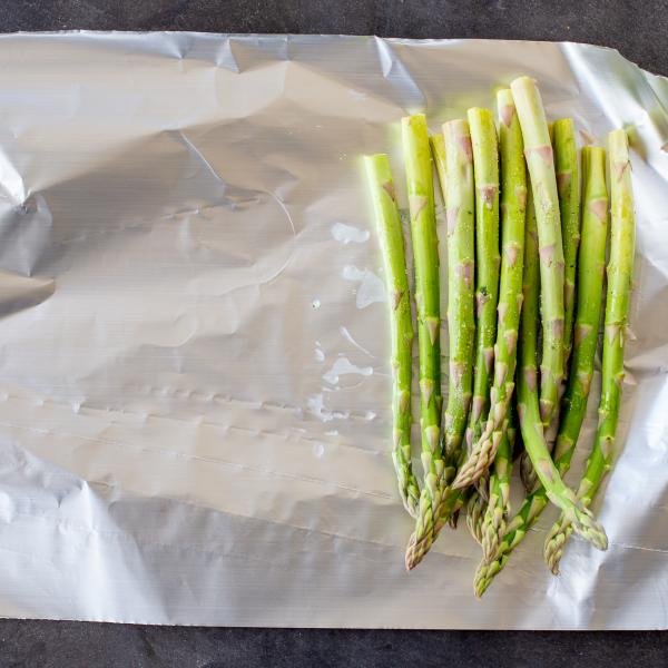 Asparagus on a foil