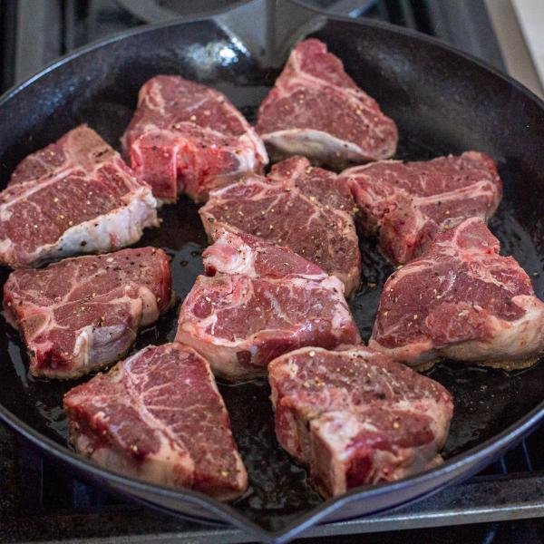 Lamb Loin Chops in a pan