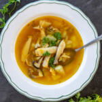 A bowl with Wild Mushroom Soup.