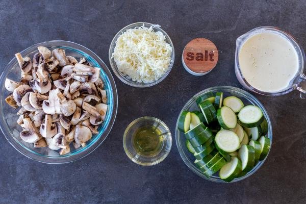 Ingredients for Zucchini Alfredo Bake