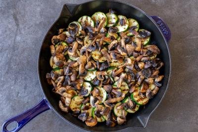 mushrooms on top of zucchini