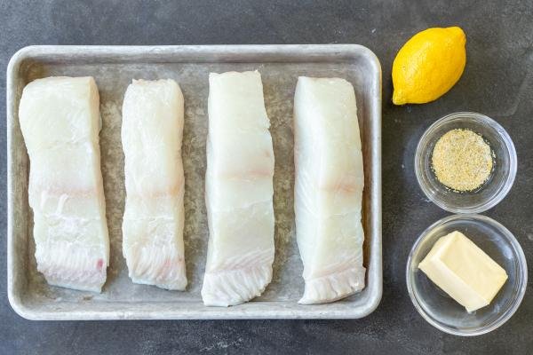 Ingredients for baked halibut