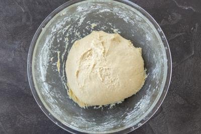 kneaded dough in a bowl