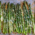 Crispy Baked Parmesan Asparagus on a pan