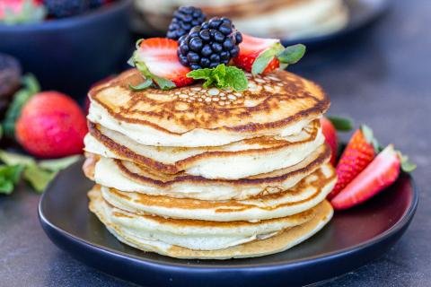 pancakes on a plate with berries