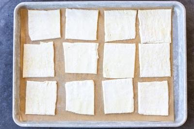Puff pastry cut into pieces.