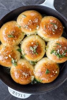 Ukrainian Garlic Bread in a pan