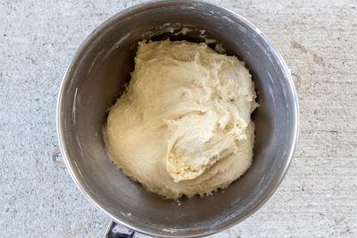 pampushky dough in a mixing bowl