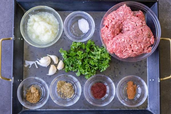 Ingredients for Beef Kafta Kabob.