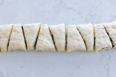 Scones cut up into pieces.