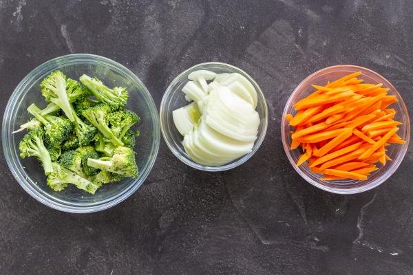 Veggies in a few bowls