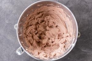 Chocolate cream in a mixing bowl.
