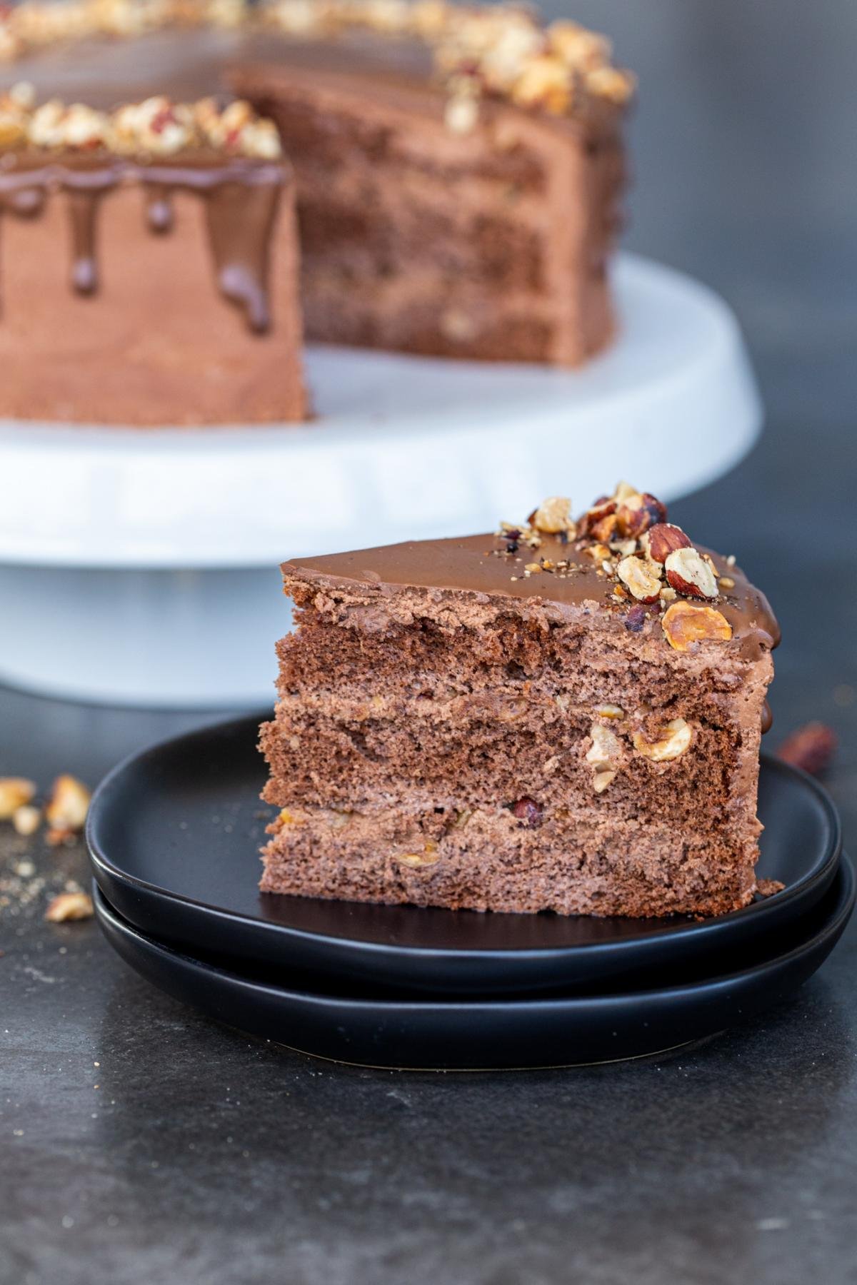 Chocolate hazelnut traybake with salted caramel icing recipe | Sainsbury`s  Magazine