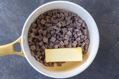 chocolate with butter in a pot