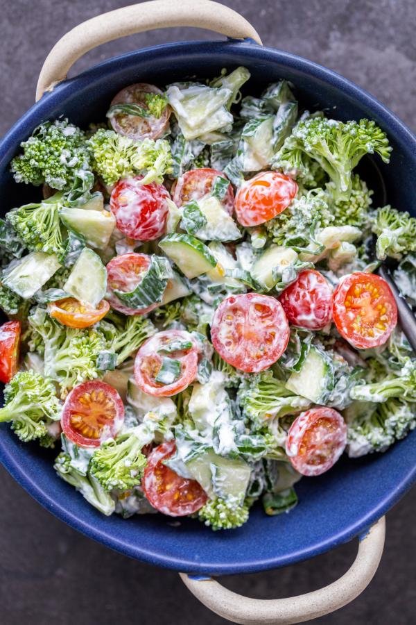 Cucumber and Tomato Salad in a bowl.