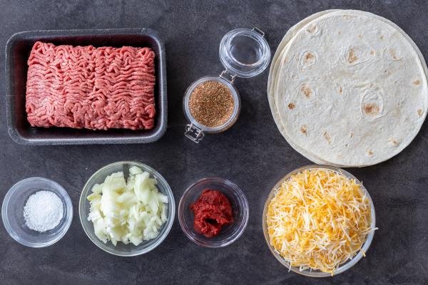 Ingredients for Ground Beef Quesadillas