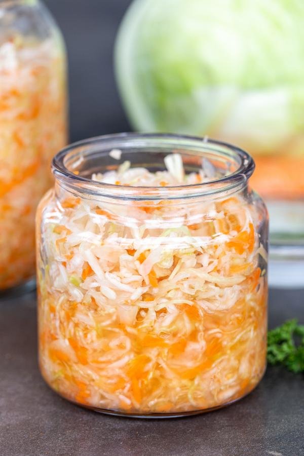 Homemade Sauerkraut in a jar