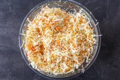 cabbage and carrots in a bowl