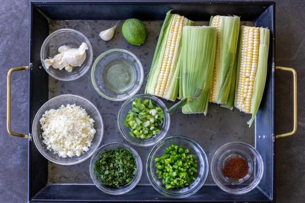 Ingredients for Mexican Street Corn Salad.