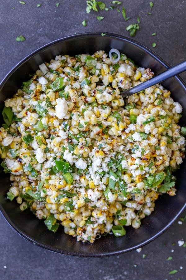 Mexican Street Corn Salad in a bowl. 