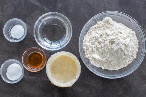 Ingredients for overnight sourdough bagles