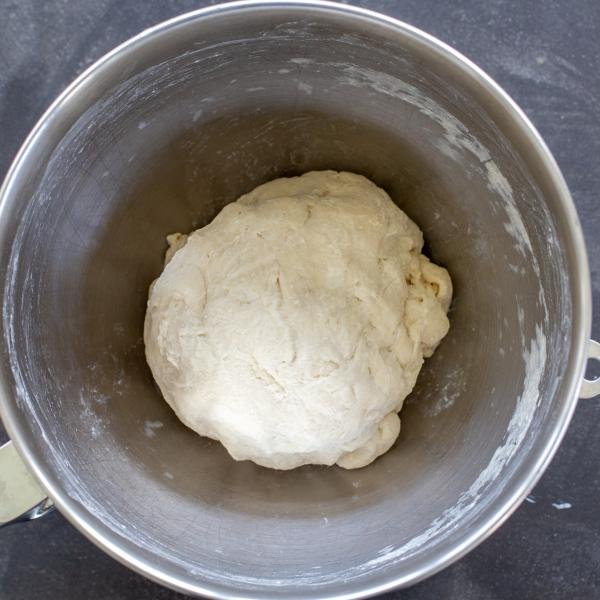 Bagles dough in a mixing bowl.