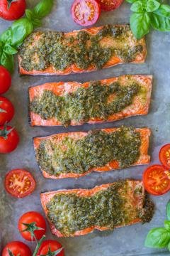 Baked Pesto Salmon (Only 3 Ingredients) - Momsdish
