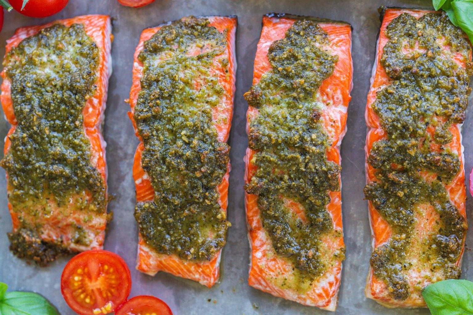 Baked Pesto Salmon Only 3 Ingredients Momsdish