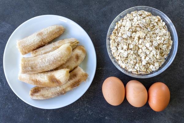 Ingredients for banana oatmeal pancakes