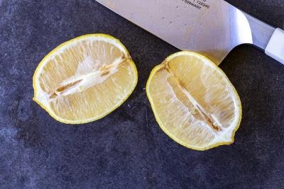 Lemon sliced open.