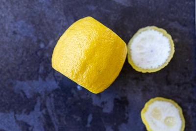 Edges cut off lemon.