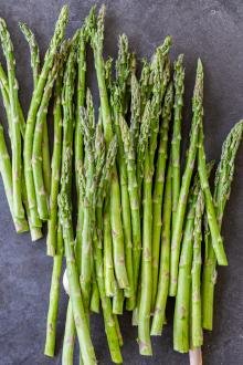 Asparagus on a counter.