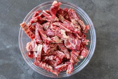sliced beef in a bowl