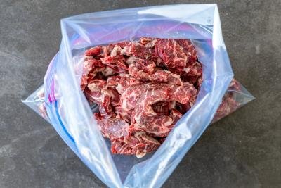 beef in a ziplock bag