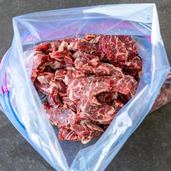 beef in a ziplock bag