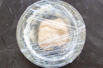 dough covered with a plastic wrap