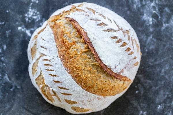Baked wheat sourdough bread.