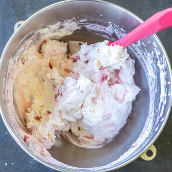English Eton Mess in a mixing bowl.