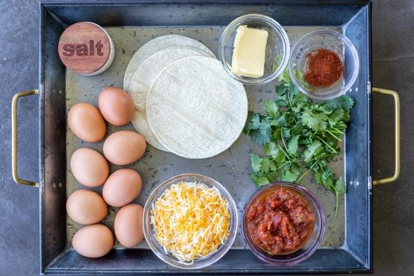 Ingredients for Egg tacos.