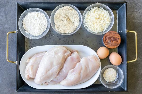 Ingredients for Parmesan Crusted Chicken.