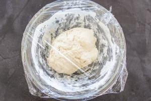 Focaccia dough in a bowl.