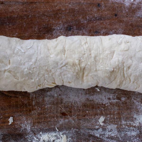 Rolled up Sourdough Sandwich Bread dough.