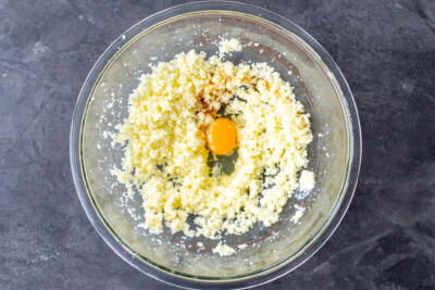 Eggs and butter mixture.