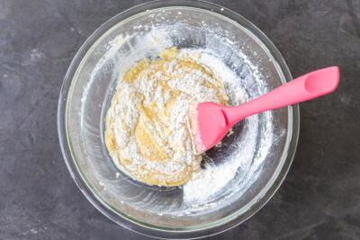 Flour added to the batter.