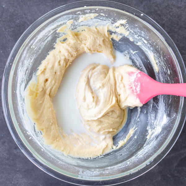 Milk added to the cake batter.