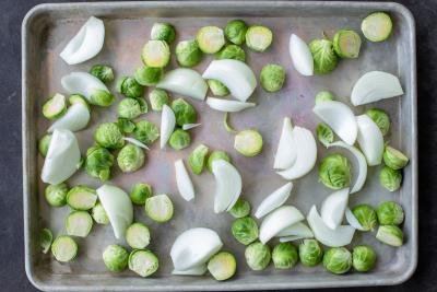 Veggies on a sheet pan.