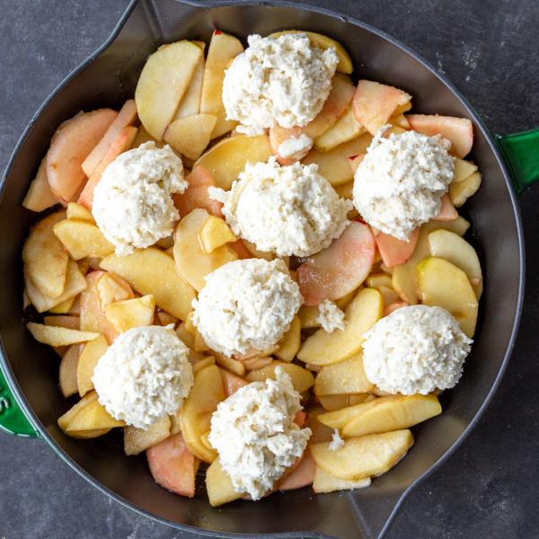 Apple filling with cobbler topping on top.