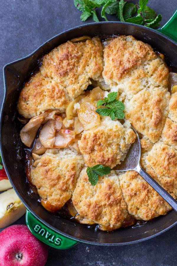 Apple cobbler in a pan. 