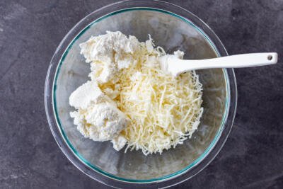 Khachapuri cheese in a bowl.