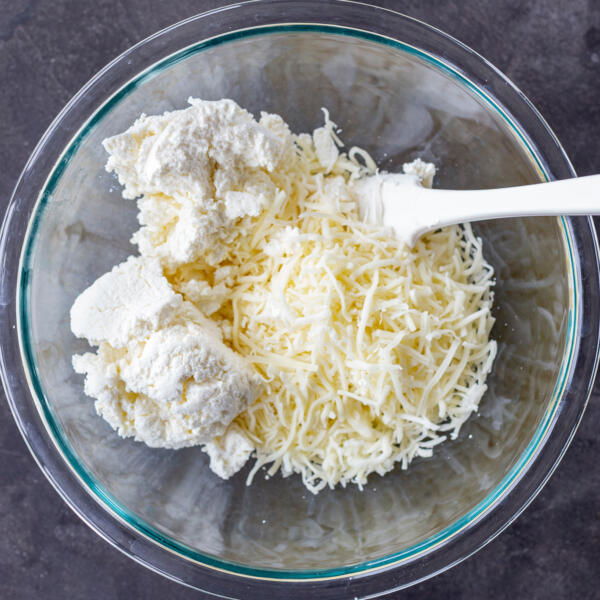 Khachapuri cheese in a bowl.